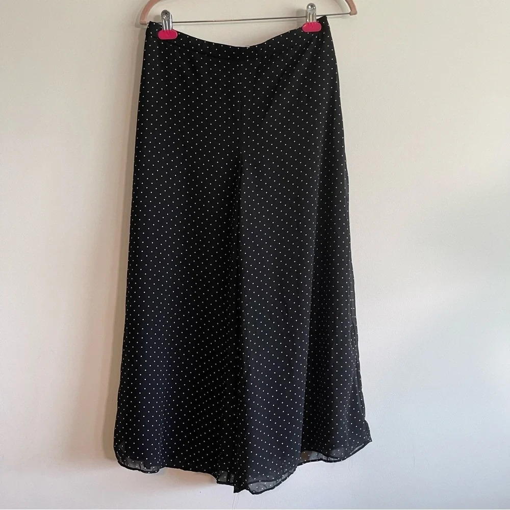 1.State black and white polka dot wide leg elastic waist pants size medium